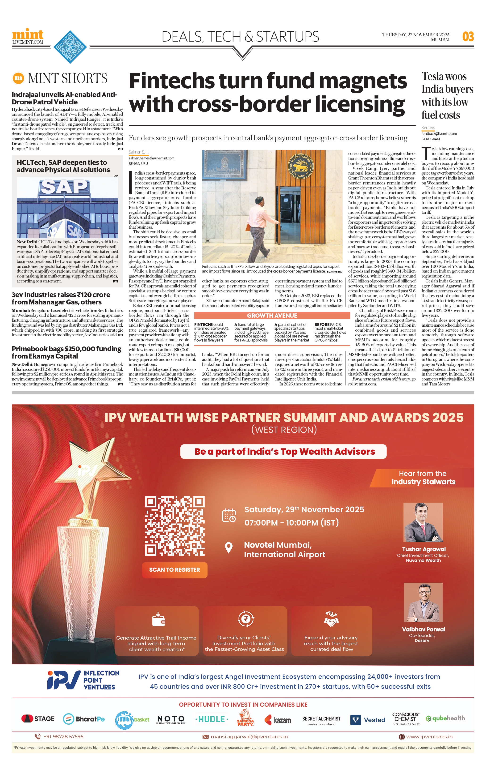 Mint Mumbai – IPV coverage